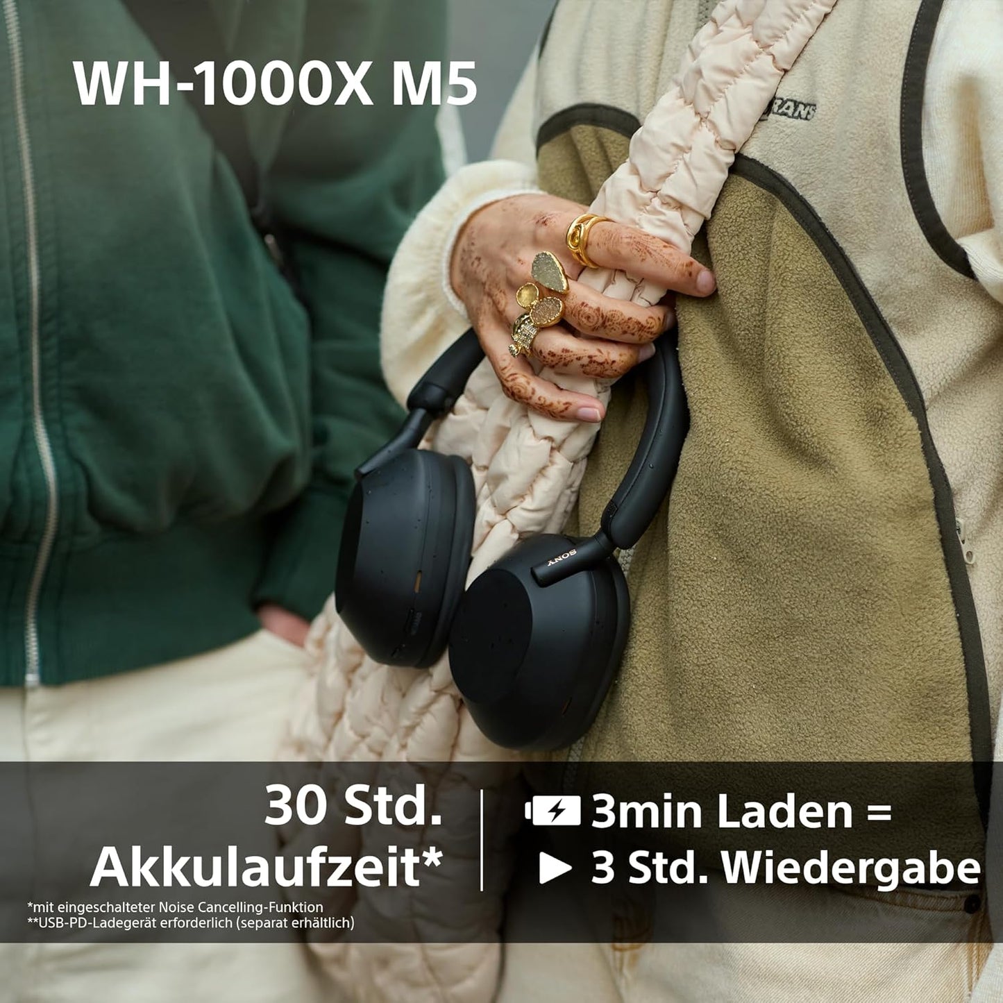 Sony WH-1000XM5 kabellose Bluetooth Noise Cancelling Kopfhörer, Silber