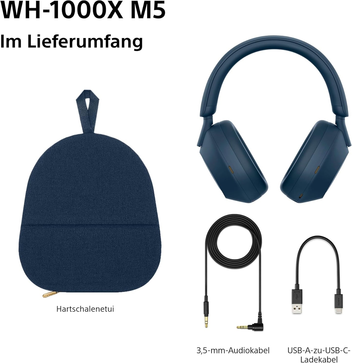 Sony WH-1000XM5 kabellose Bluetooth Noise Cancelling Kopfhörer, Mitternachtsblau