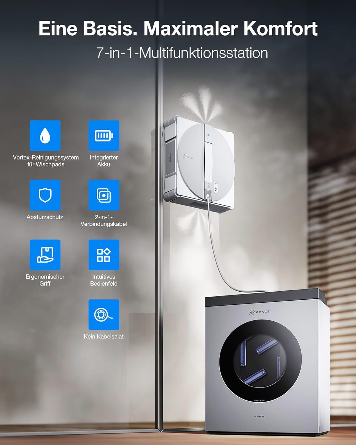 ECOVACS WINBOT W3 OMNI Fensterputzroboter mit Multifunktionsstation