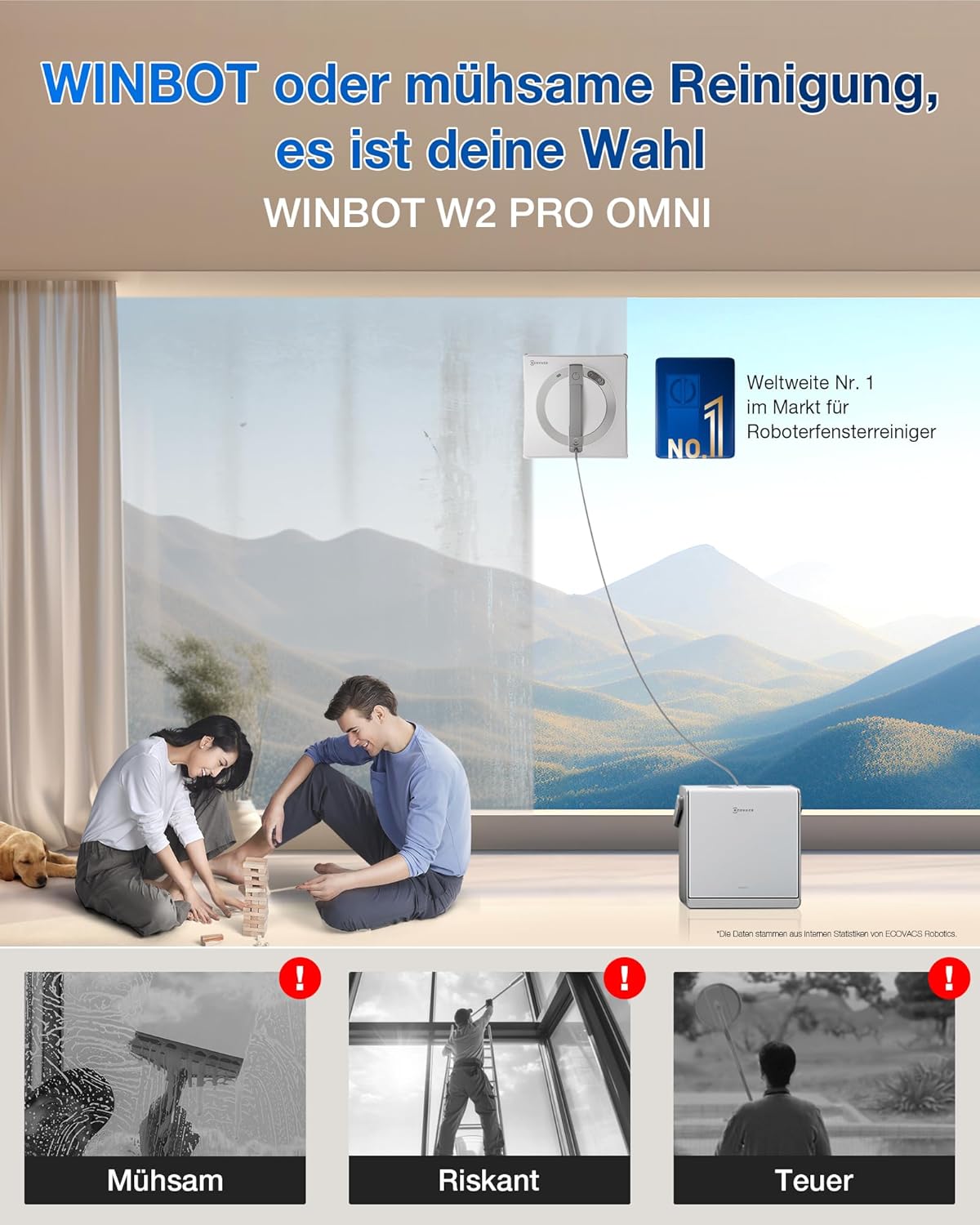 ECOVACS WINBOT W2 PRO Omni Fensterputzroboter, weiß
