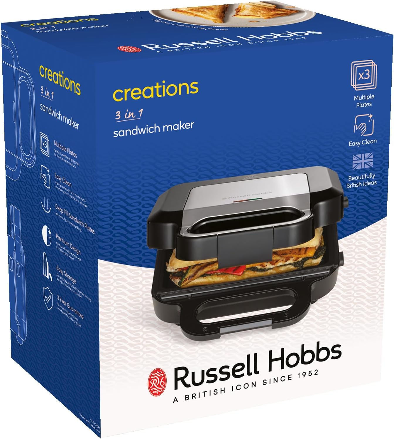 Russell Hobbs 3-in-1 Multifunctional Sandwich Toaster