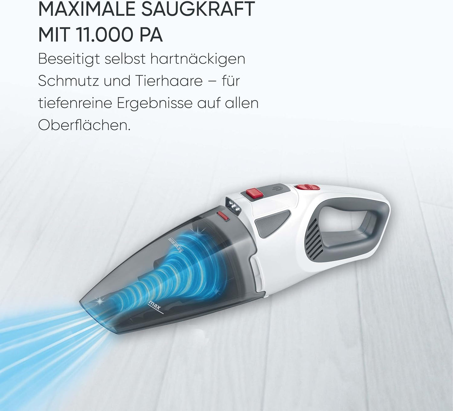 SEVERIN 4-in-1 Akku-Handstaubsauger, weiß-grau/rot, HV 7146