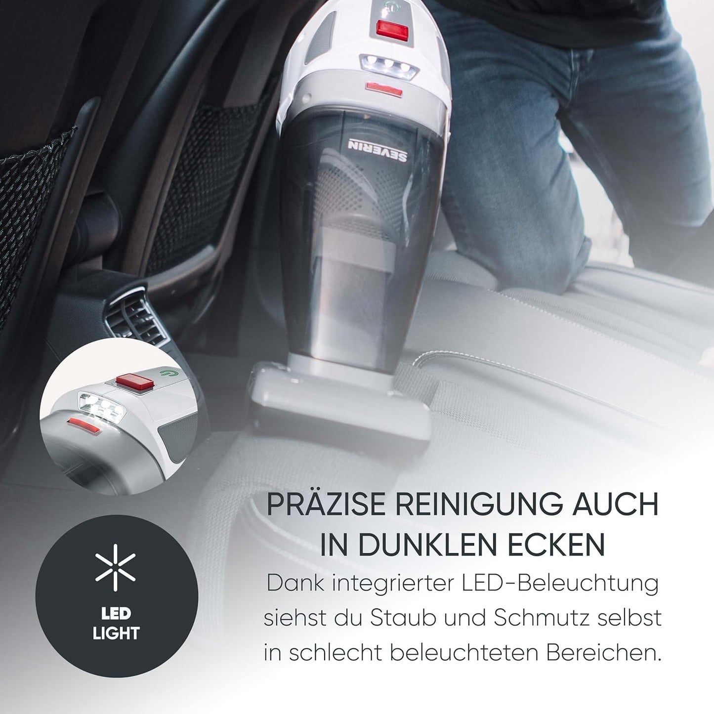 SEVERIN 4-in-1 Akku-Handstaubsauger, weiß-grau/rot, HV 7146