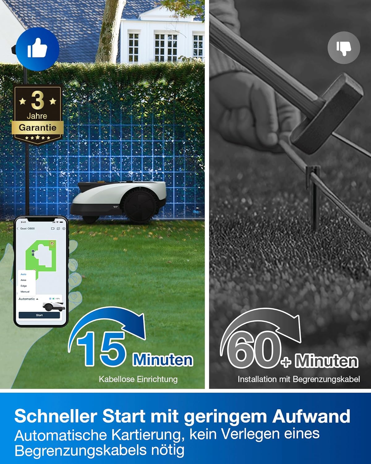 ECOVACS Goat O800 RTK Mähroboter ohne Begrenzungskabel, 800m²